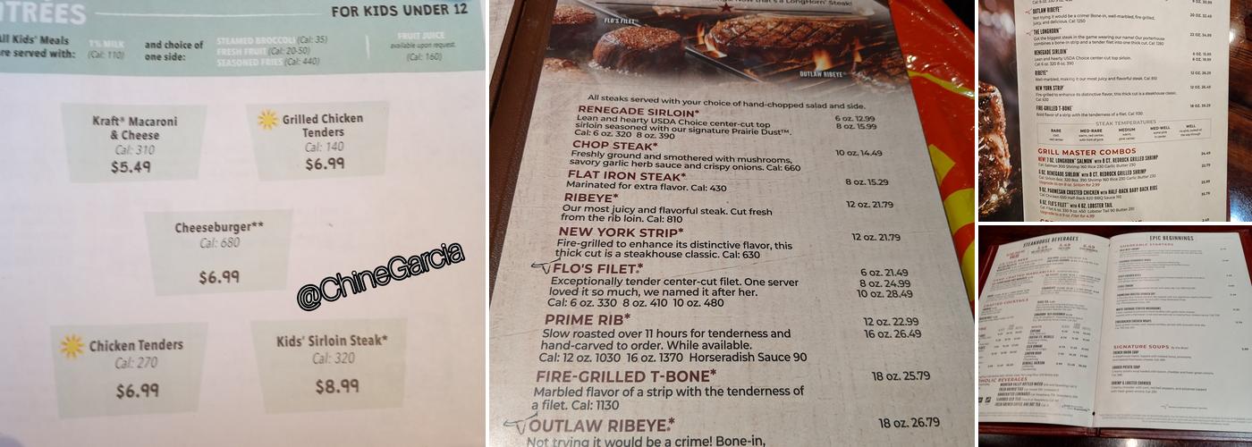 LongHorn Steakhouse Menu