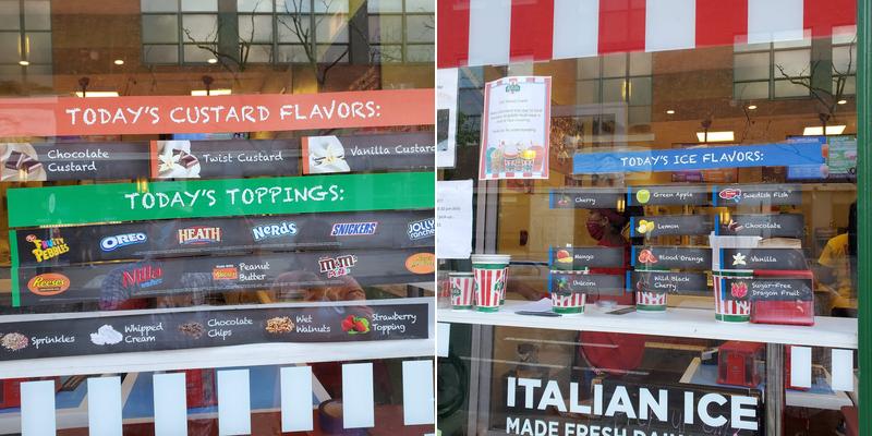 Rita's Italian Ice & Frozen Custard Menu