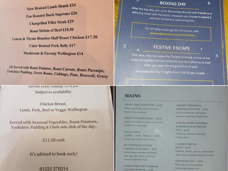 The Three Locks Menu