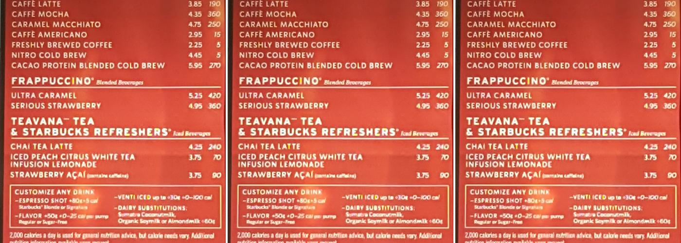 Starbucks Menu