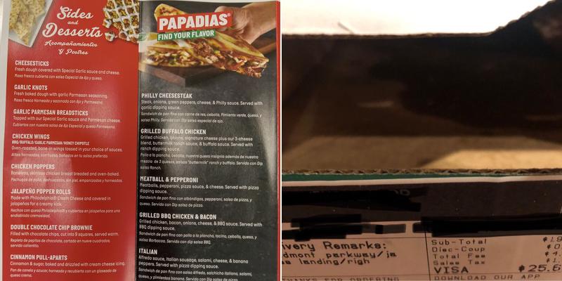 Papa Johns Pizza Menu