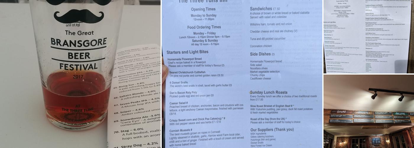 The Three Tuns Menu