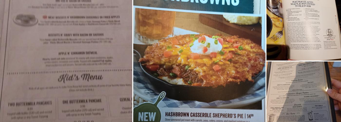 Cracker Barrel Old Country Store Menu