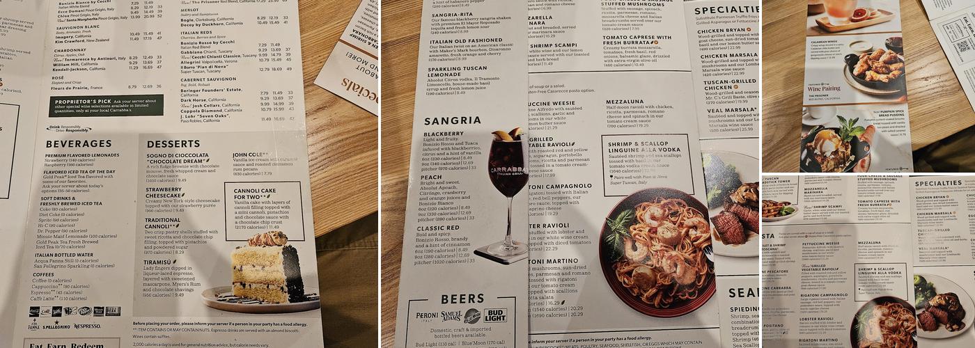 Carrabba's Italian Grill Menu