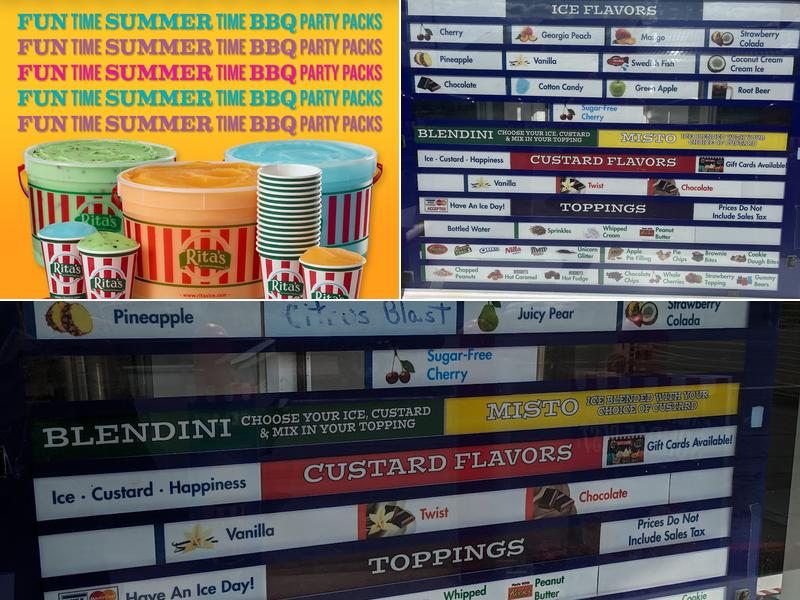 Rita's Italian Ice & Frozen Custard Menu