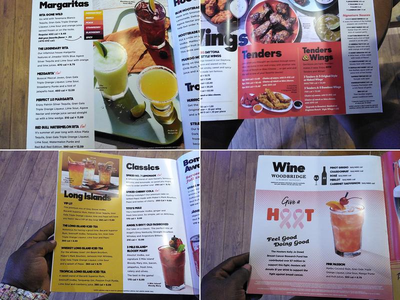 Hooters Menu