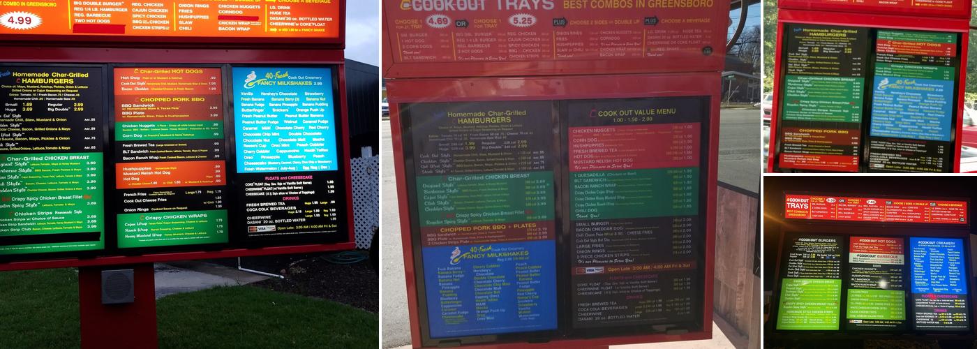 Cook Out Menu