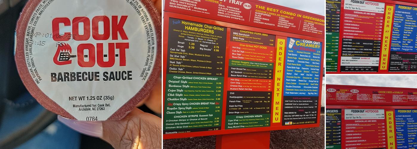 Cook Out Menu