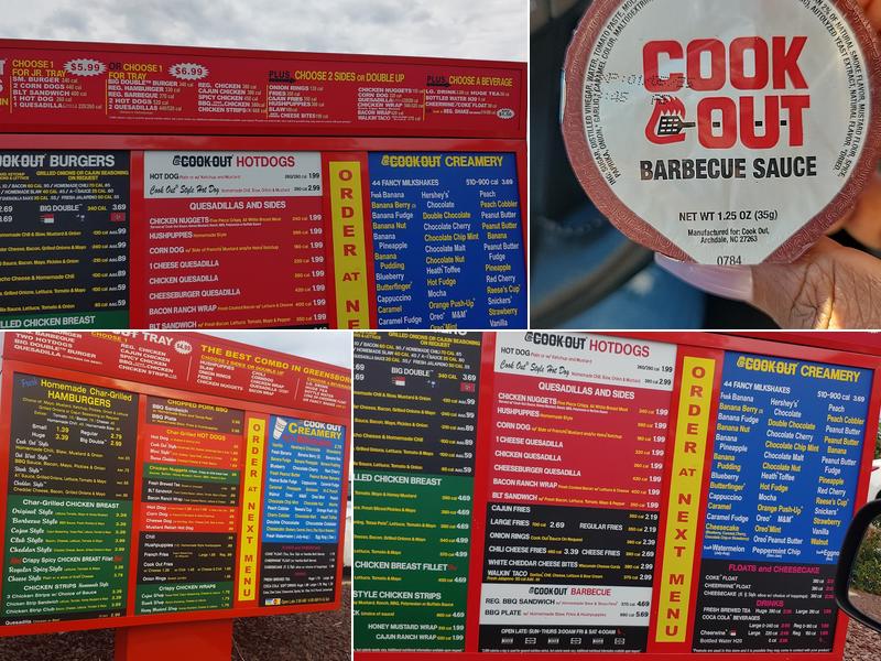 Cook Out Menu