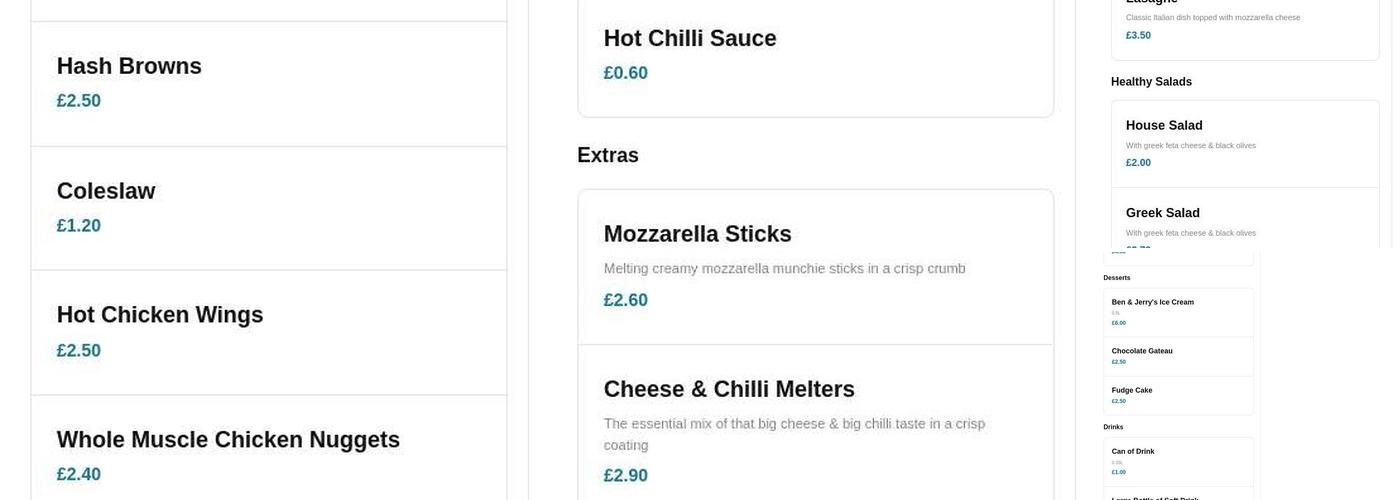 Pizza Slice Express Liverpool Menu