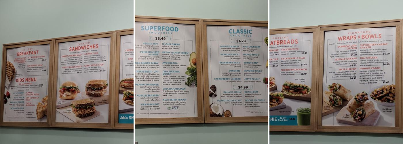 Tropical Smoothie Cafe Menu