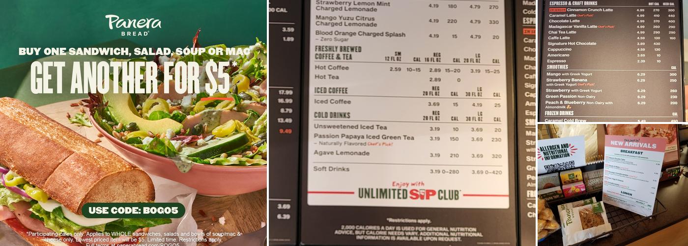 Panera Bread Menu