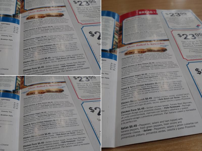 Domino's Pizza Menu