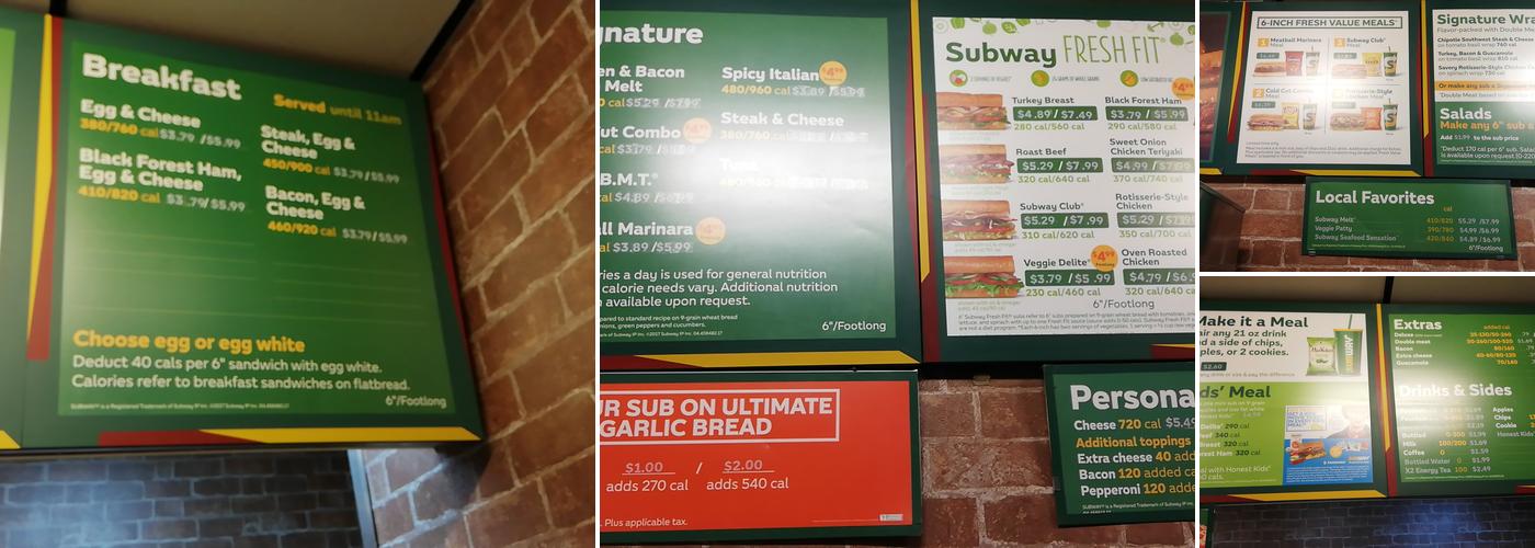 Subway Menu