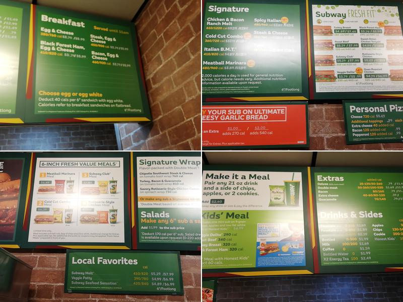 Subway Menu