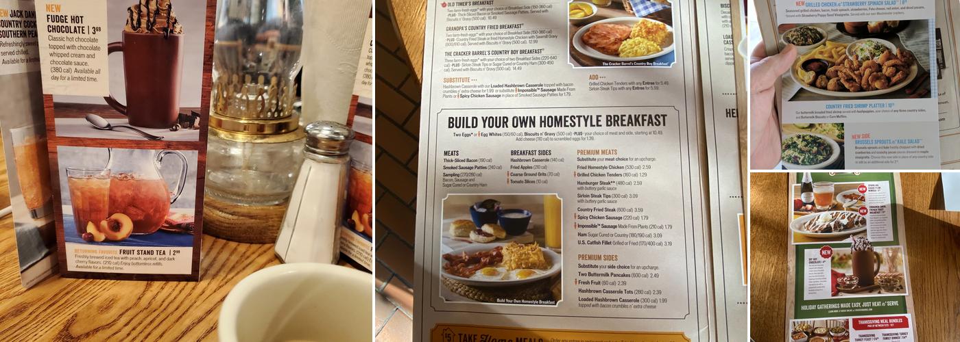 Cracker Barrel Old Country Store Menu