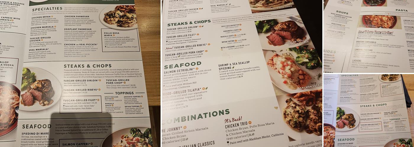 Carrabba's Italian Grill Menu