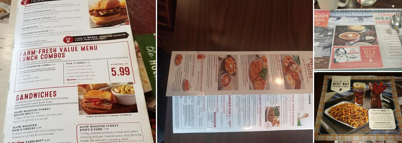 Bob Evans Menu