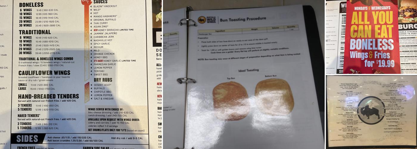 Buffalo Wild Wings Menu