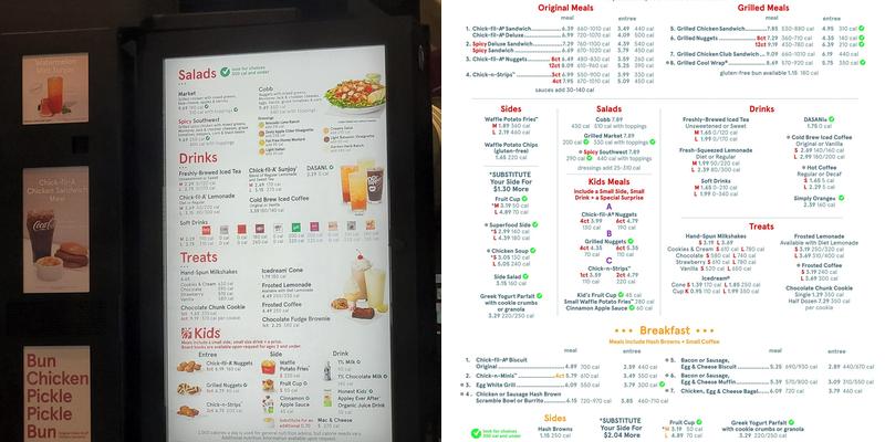 Chick-fil-A Menu