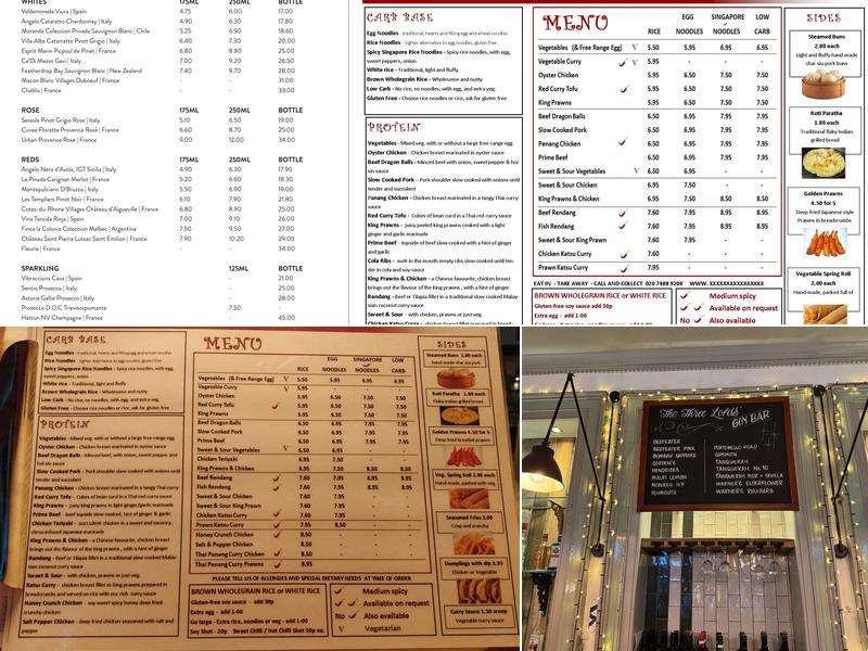 The Three Lords Menu