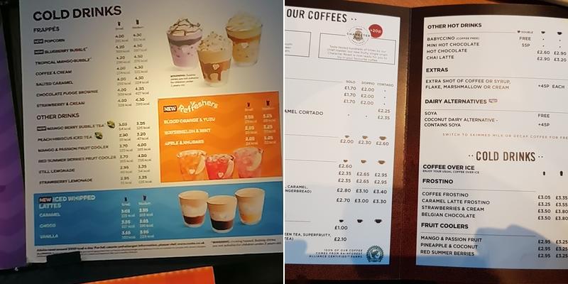 Costa Coffee Menu