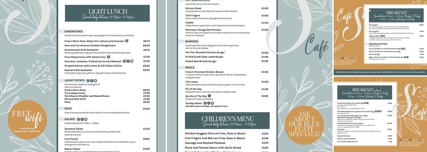 Summerseat Garden Centre Menu