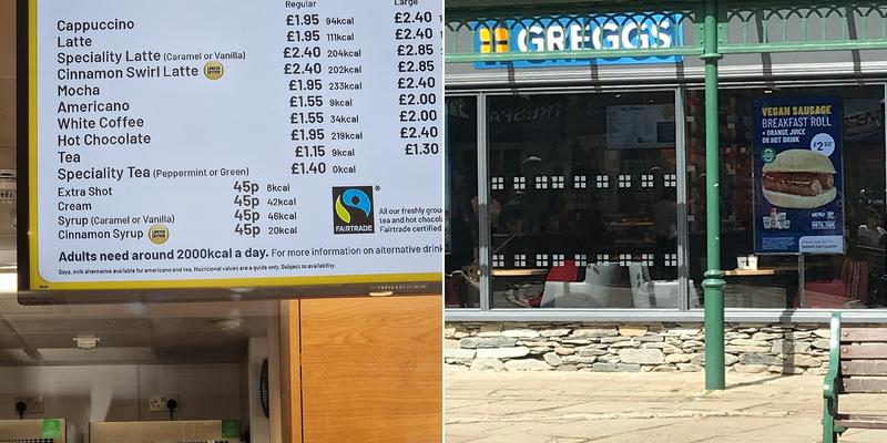 Greggs Menu
