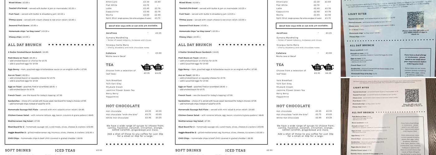 The Curious Coffee Company Menu