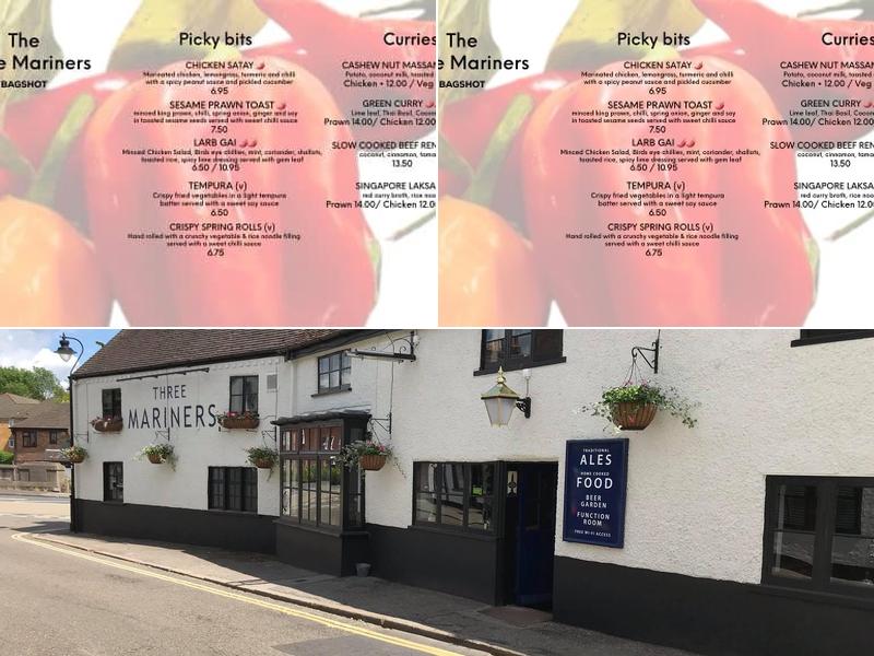 The Three Mariners Menu