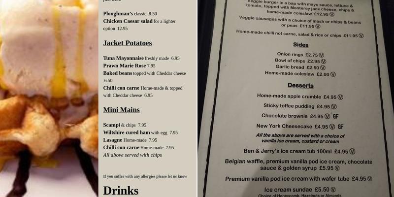 The Three Horseshoes Menu