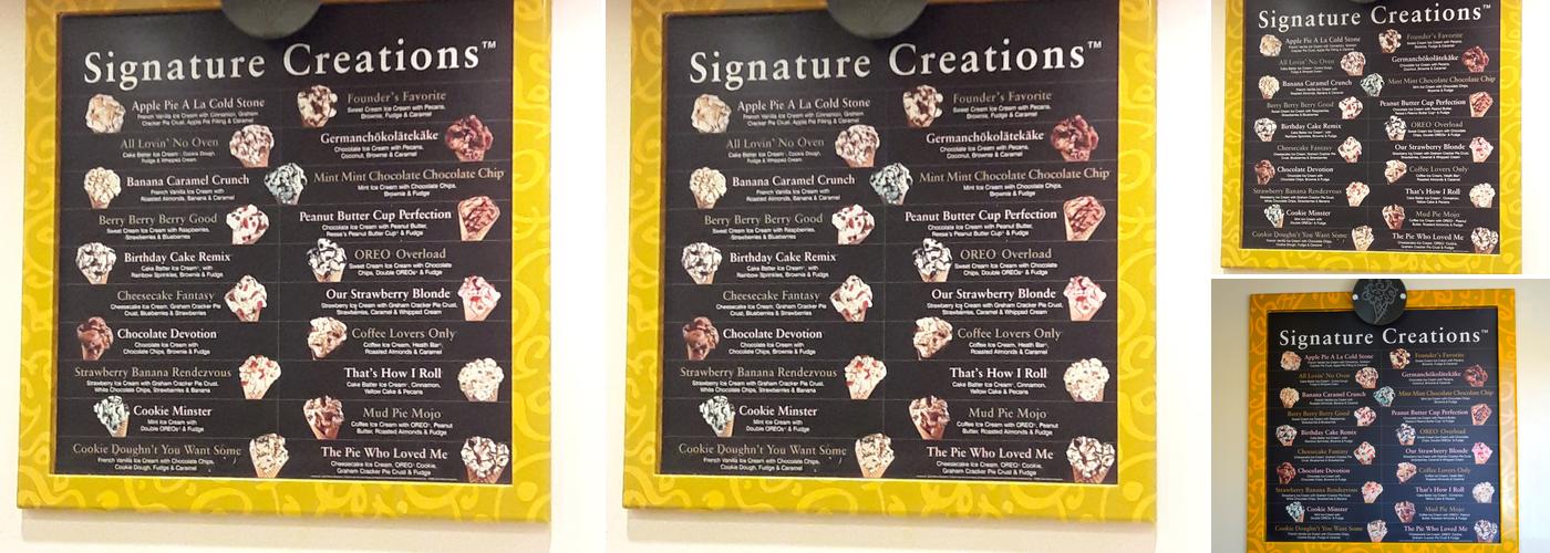 Cold Stone Creamery Menu