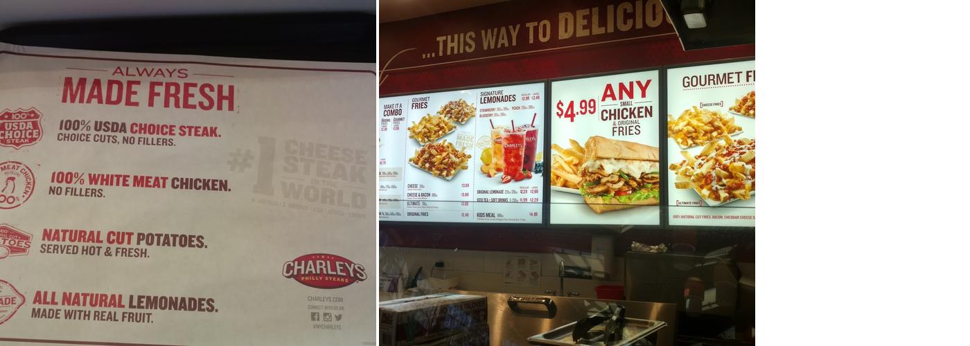 Charleys Cheesesteaks Menu