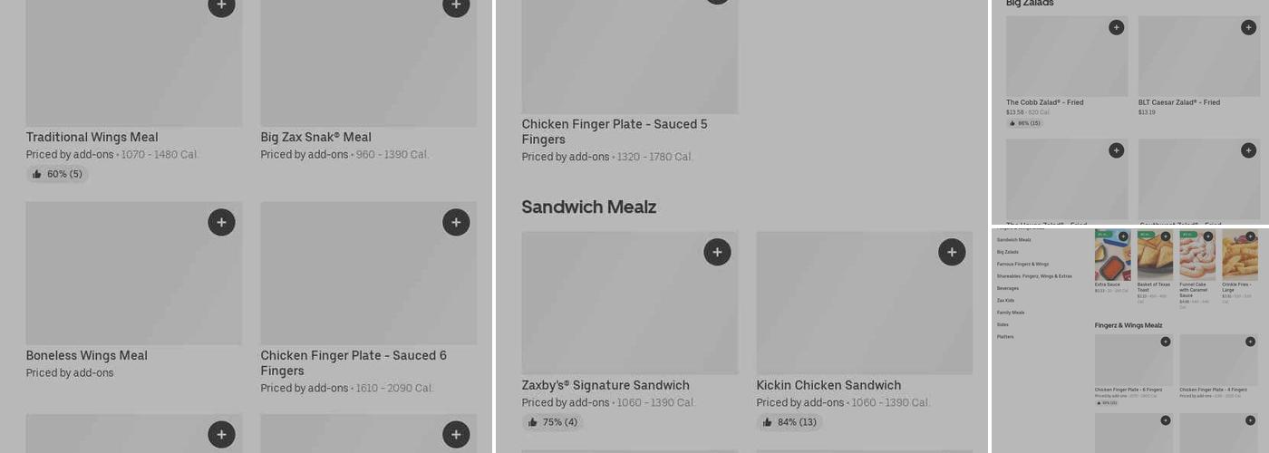 Zaxby's Chicken Fingers & Buffalo Wings Menu