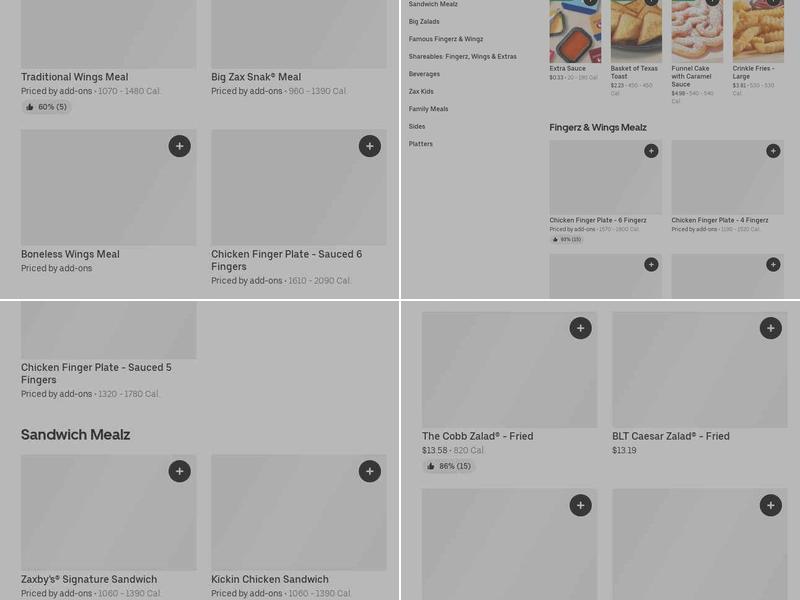 Zaxby's Chicken Fingers & Buffalo Wings Menu