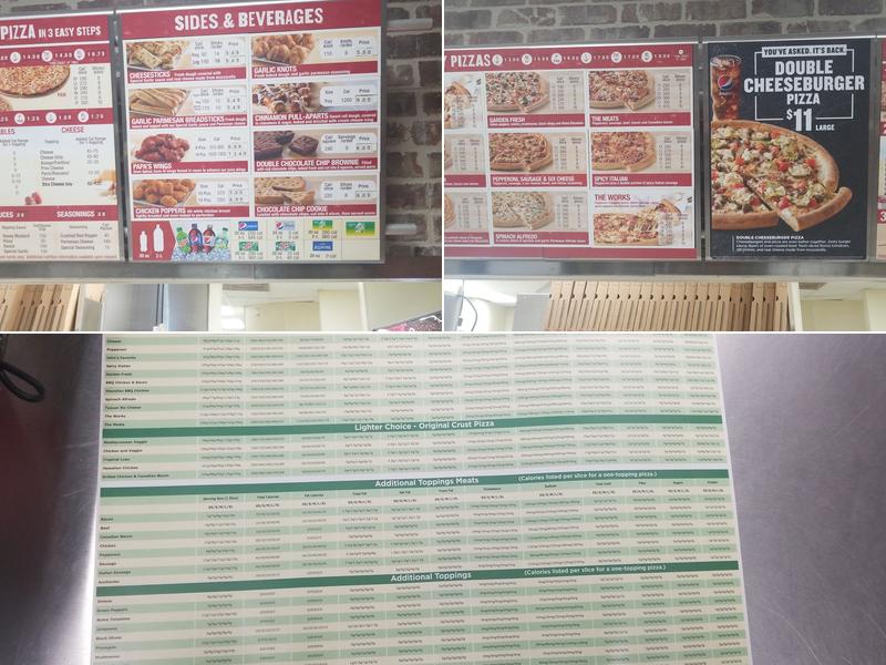 Papa Johns Pizza Menu