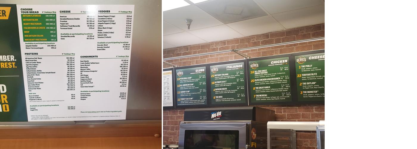 Subway Menu