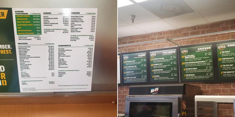 Subway Menu