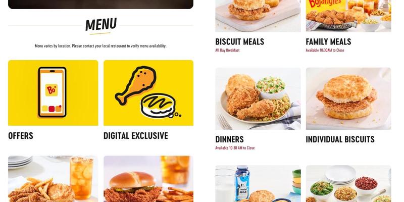 Bojangles Menu