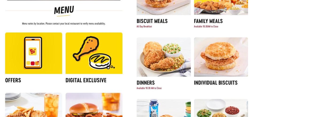 Bojangles Menu