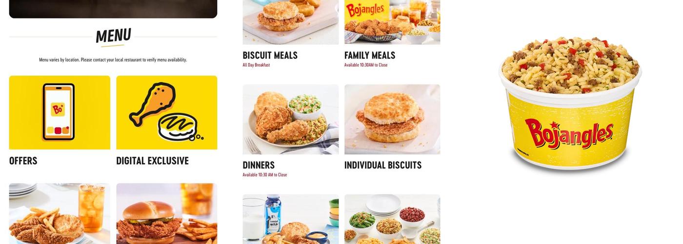 Bojangles Menu