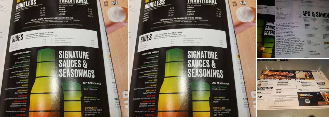Buffalo Wild Wings Menu