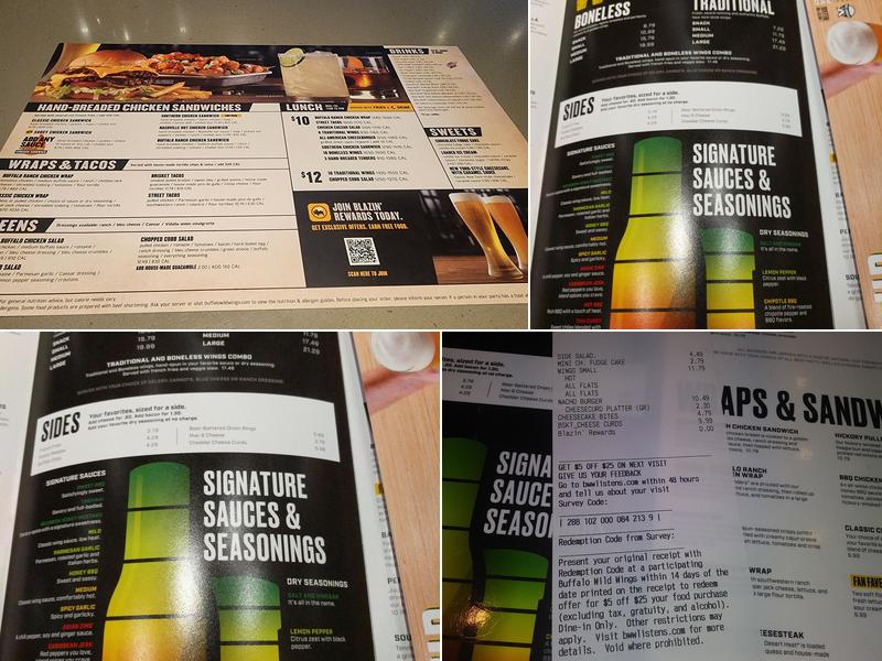 Buffalo Wild Wings Menu