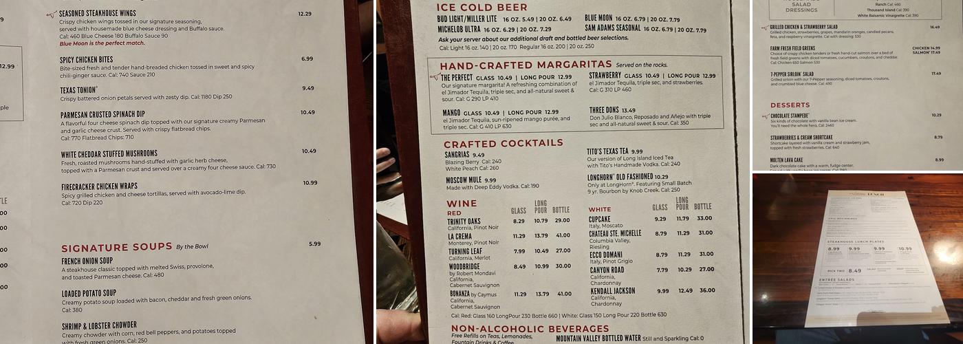 LongHorn Steakhouse Menu