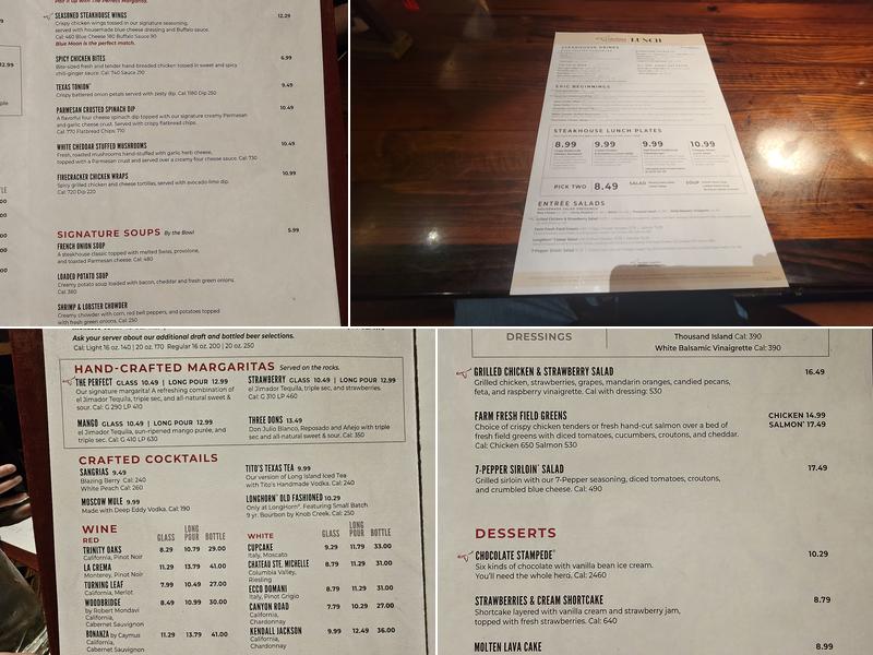LongHorn Steakhouse Menu