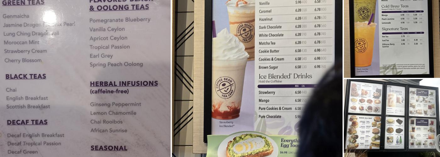 The Coffee Bean & Tea Leaf Menu