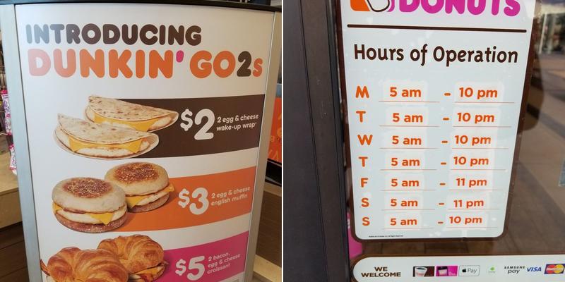 Dunkin' Menu