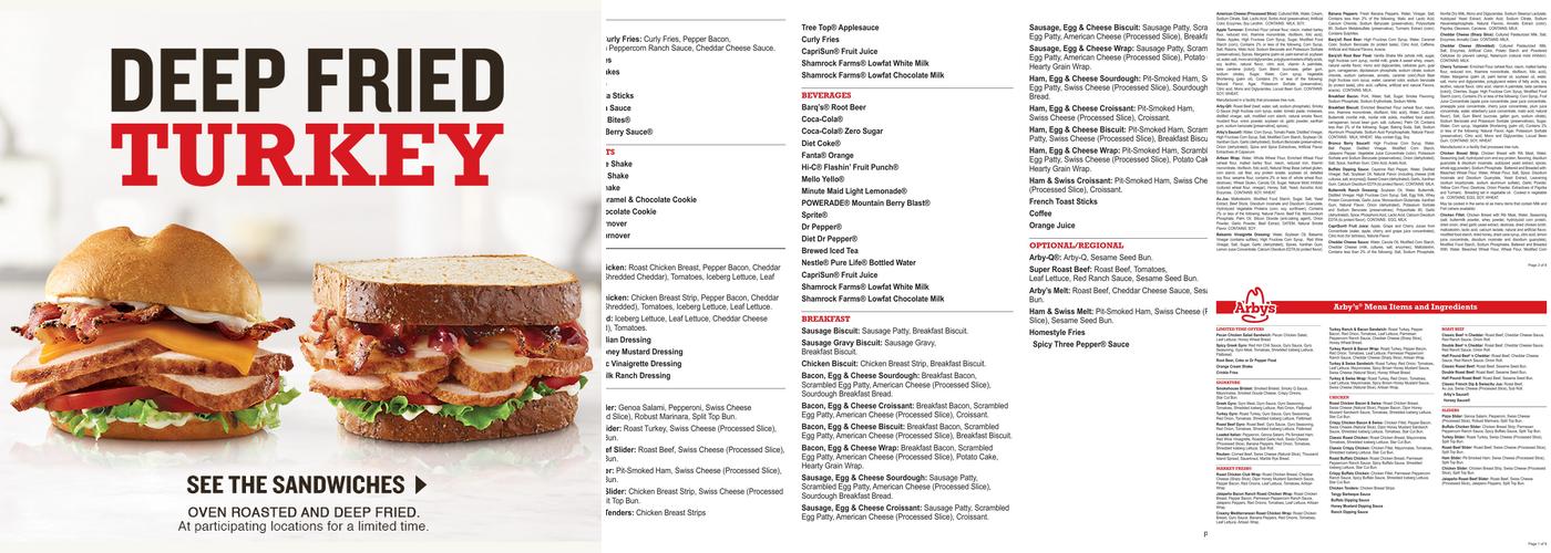 Arby's Menu