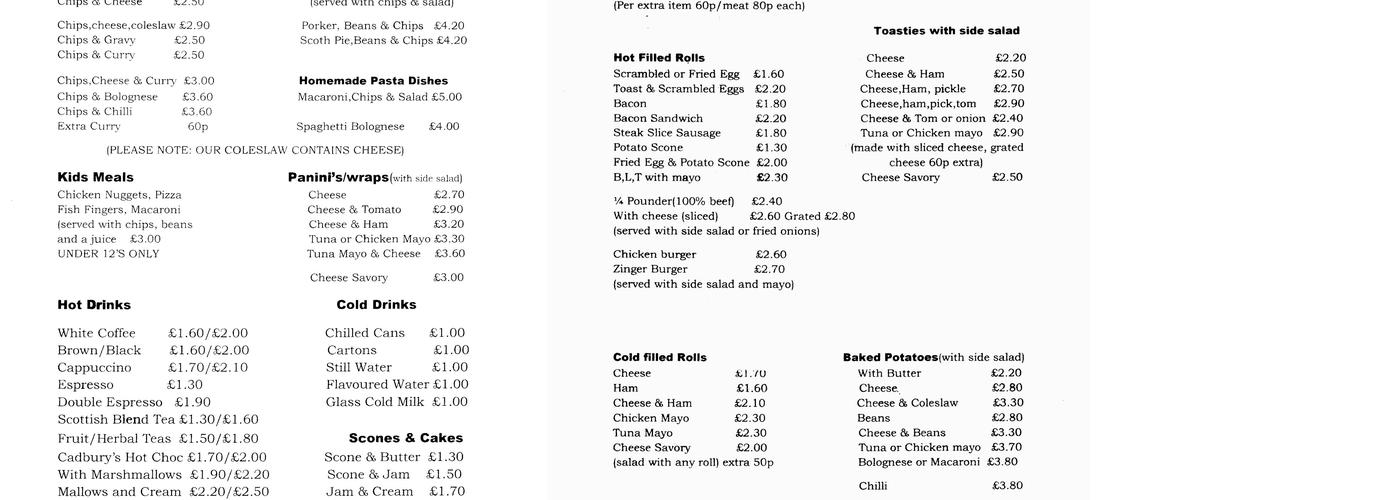 Next Door Cafe Menu