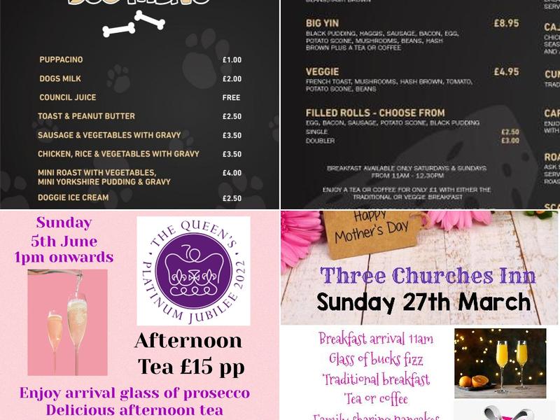 The Three Churches Menu